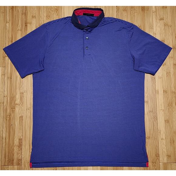 Greyson Shirt Mens Large Purple Striped Performance Golf Polo Activewear Stretch - Picture 1 of 5